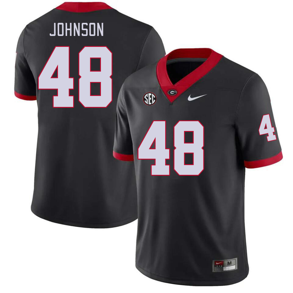 Georgia Bulldogs Men's Cooper Johnson #48 Black Stitched College UGA Football Jersey 23LN013LW